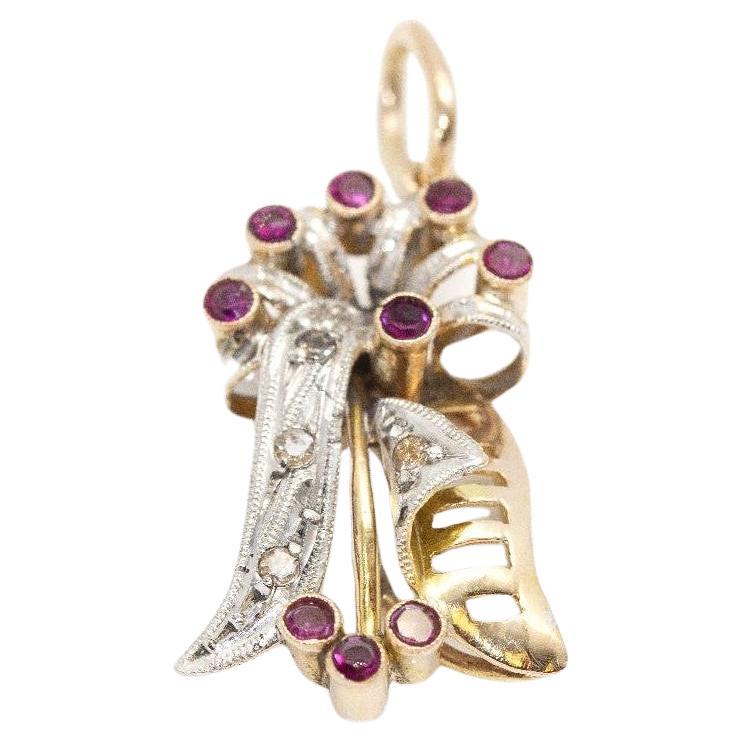 Vintage TULIPA Pendant with Diamonds and Rubies