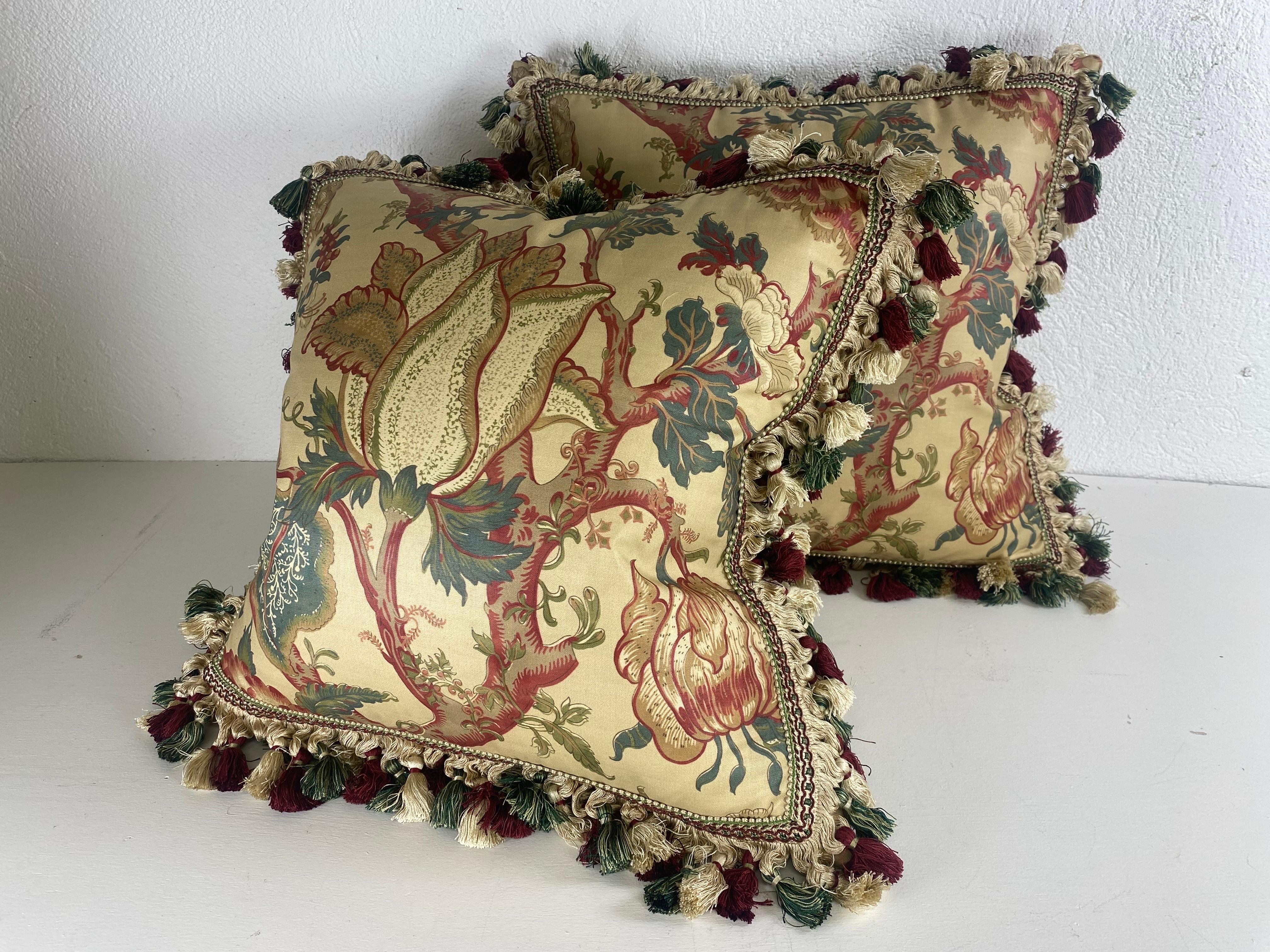 Vintage Tully and marr almohadas clásicas inglesas de algodón estampado/un par en venta 1