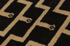 Alfombra Tulu Vintage de diseño geométrico en negro y beige - Rug & Kilim