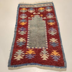 Vintage Tulu Prayer Rug with Light Blue Niche
