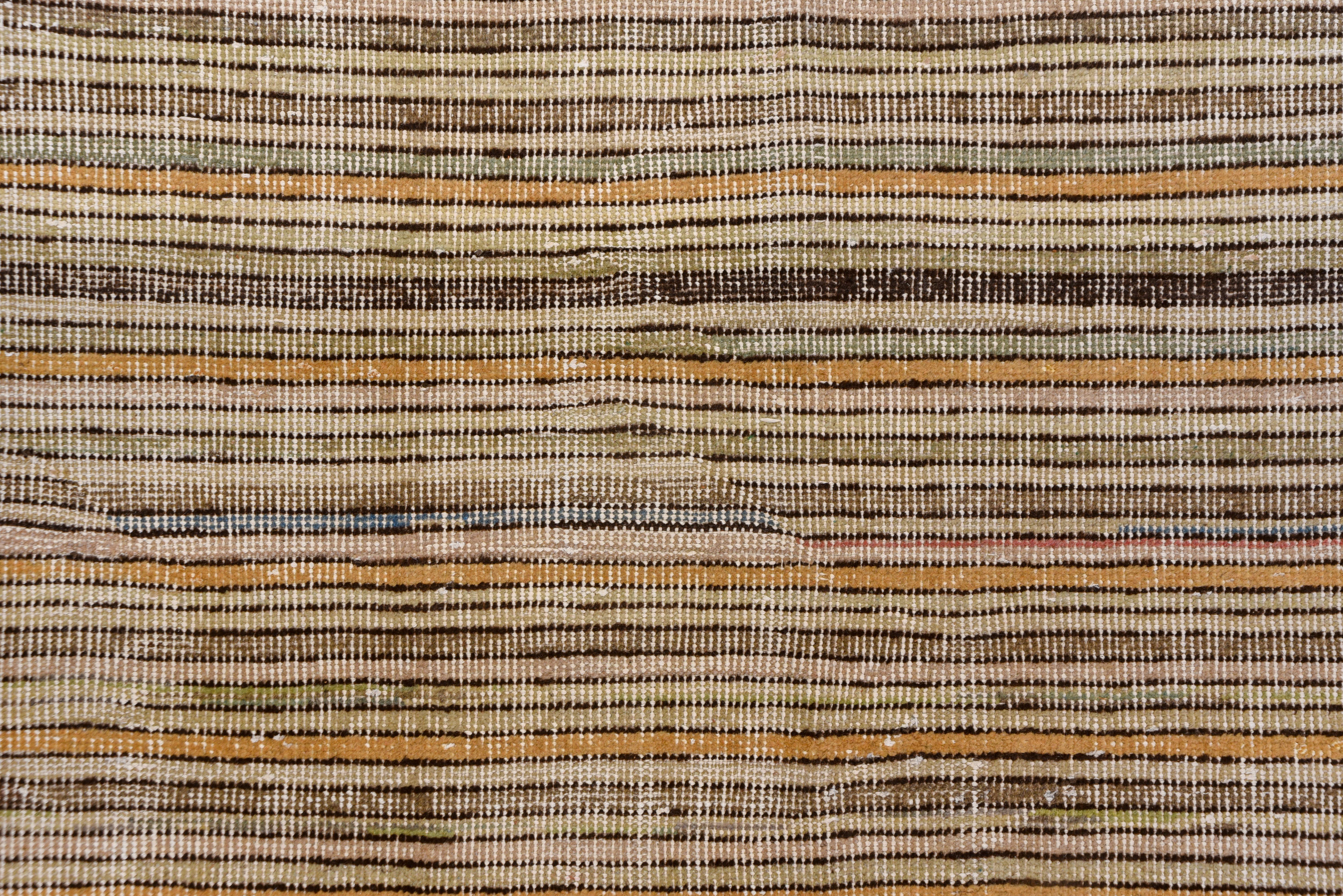 Wool Vintage Tulu Rug – Earth-Toned Linear Stripe Pattern For Sale