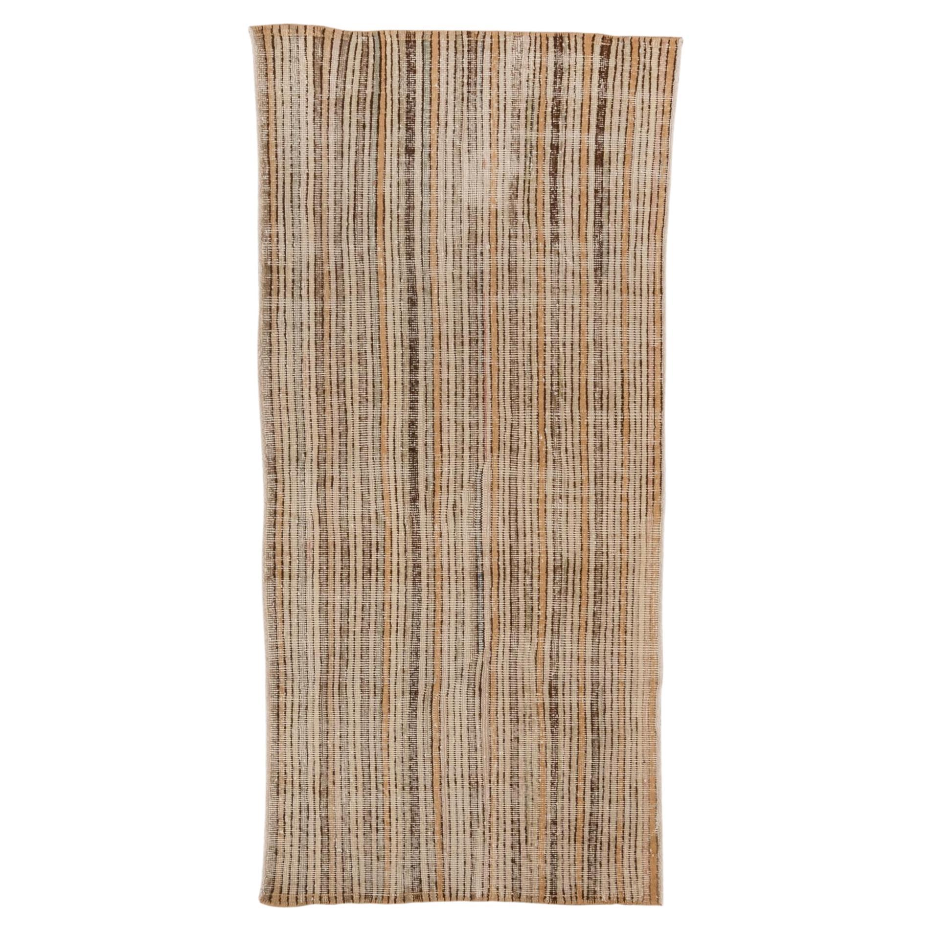 Vintage Tulu Rug – Earth-Toned Linear Stripe Pattern For Sale