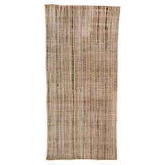 Vintage Tulu Rug – Earth-Toned Linear Stripe Pattern