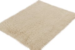 Vintage Tulu Rug in Beige and Off-White Shag Pile by Rug & Kilim