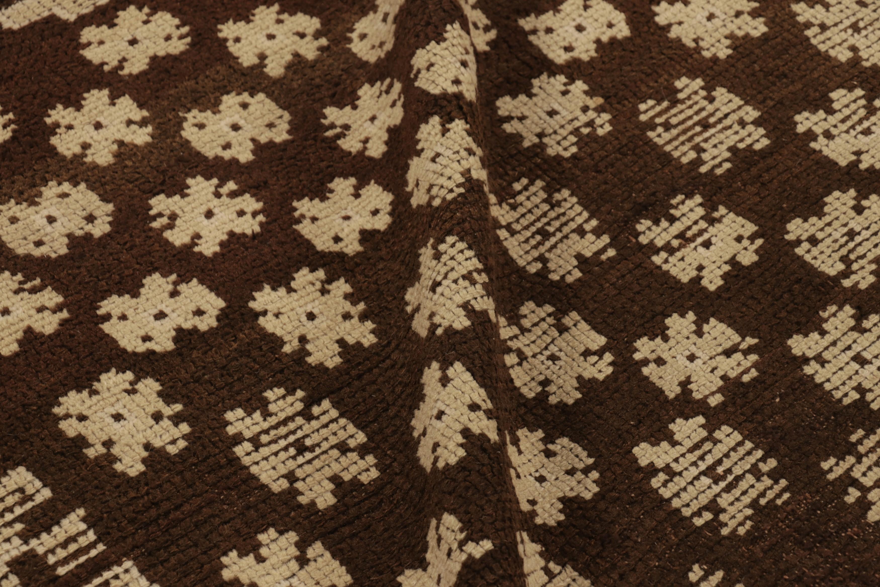 Alfombra Tulu Vintage Beige-Marrón con Medallón Geométrico - Rug & Kilim Lana en venta