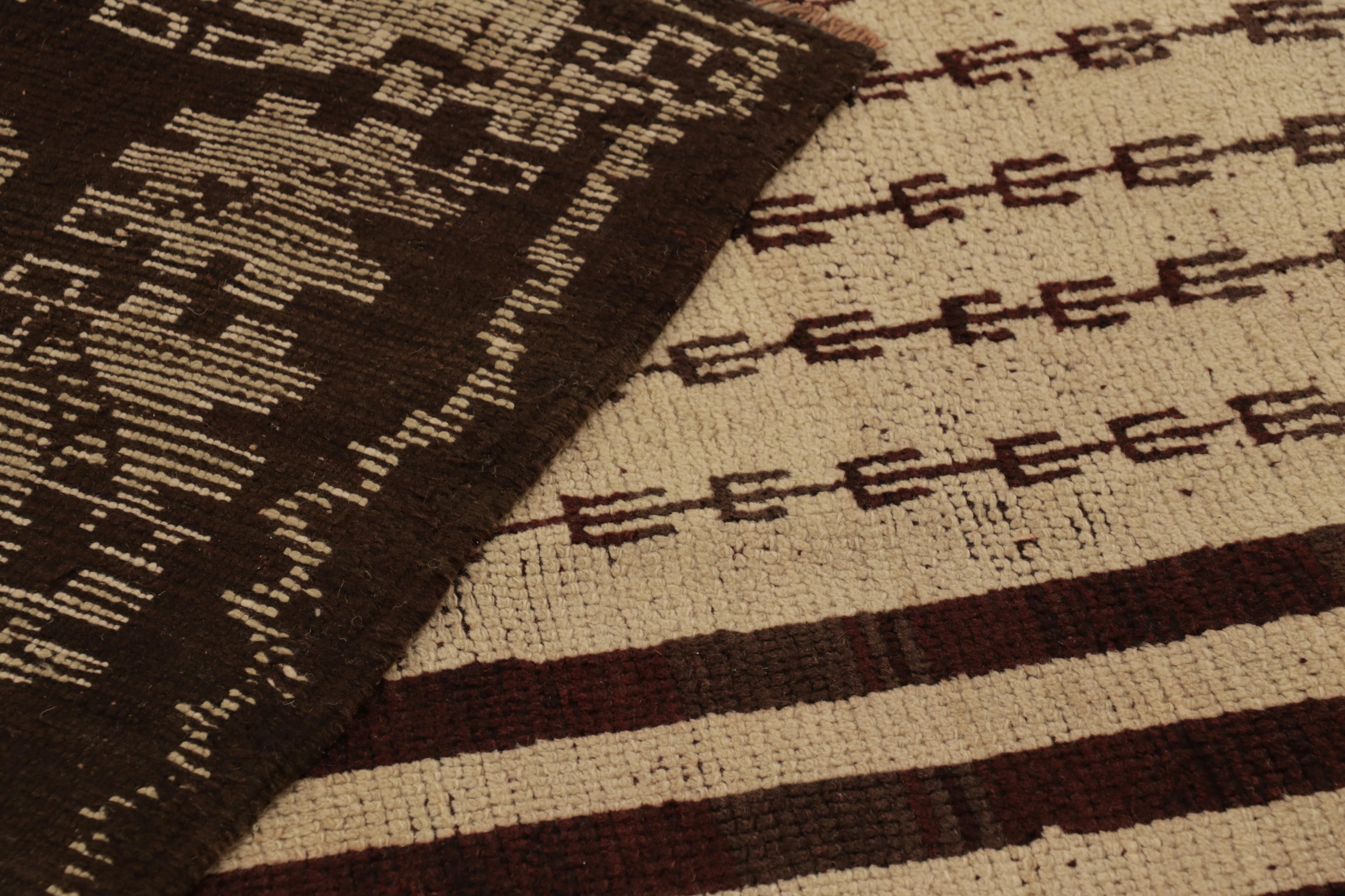 Alfombra Tulu Vintage Beige-Marrón con Medallón Geométrico - Rug & Kilim en venta 1