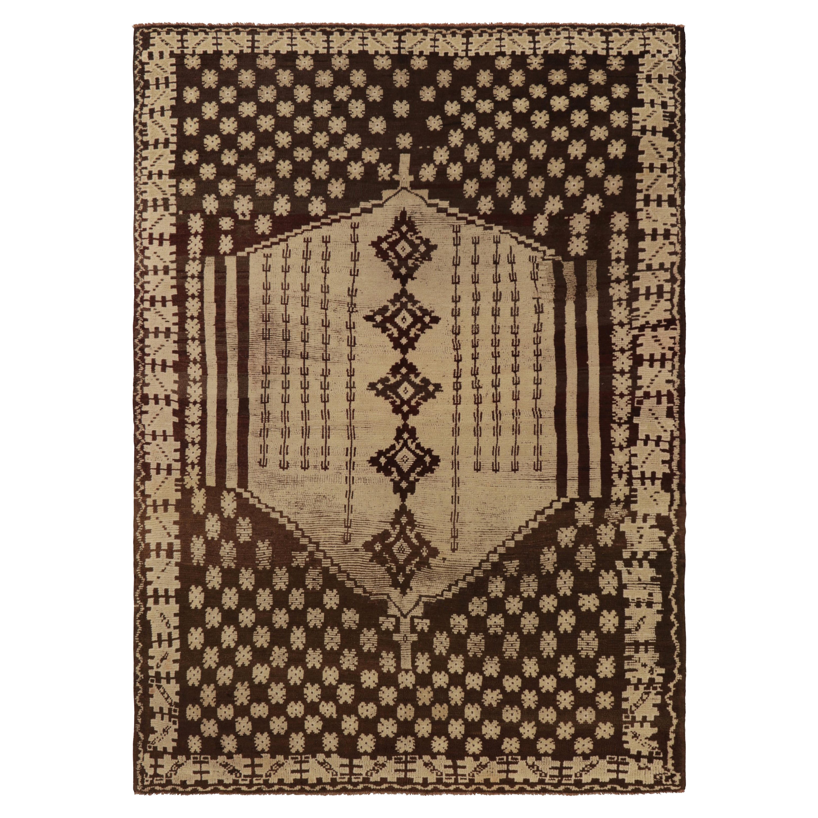 Alfombra Tulu Vintage Beige-Marrón con Medallón Geométrico - Rug & Kilim en venta