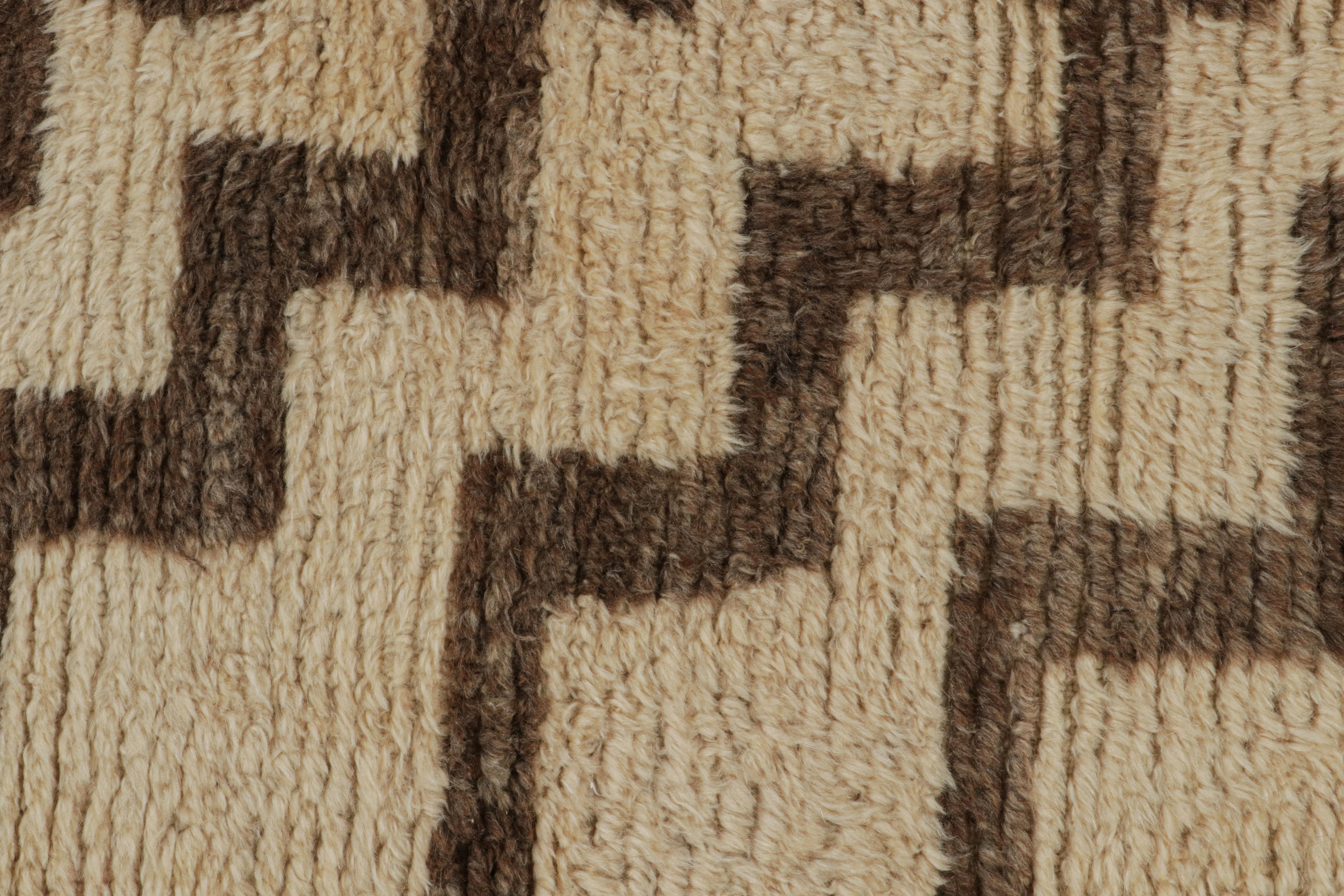Mid-20th Century Vintage Tulu Rug in Beige, with Brown Geometric Patterns, from Rug & Kilim  For Sale