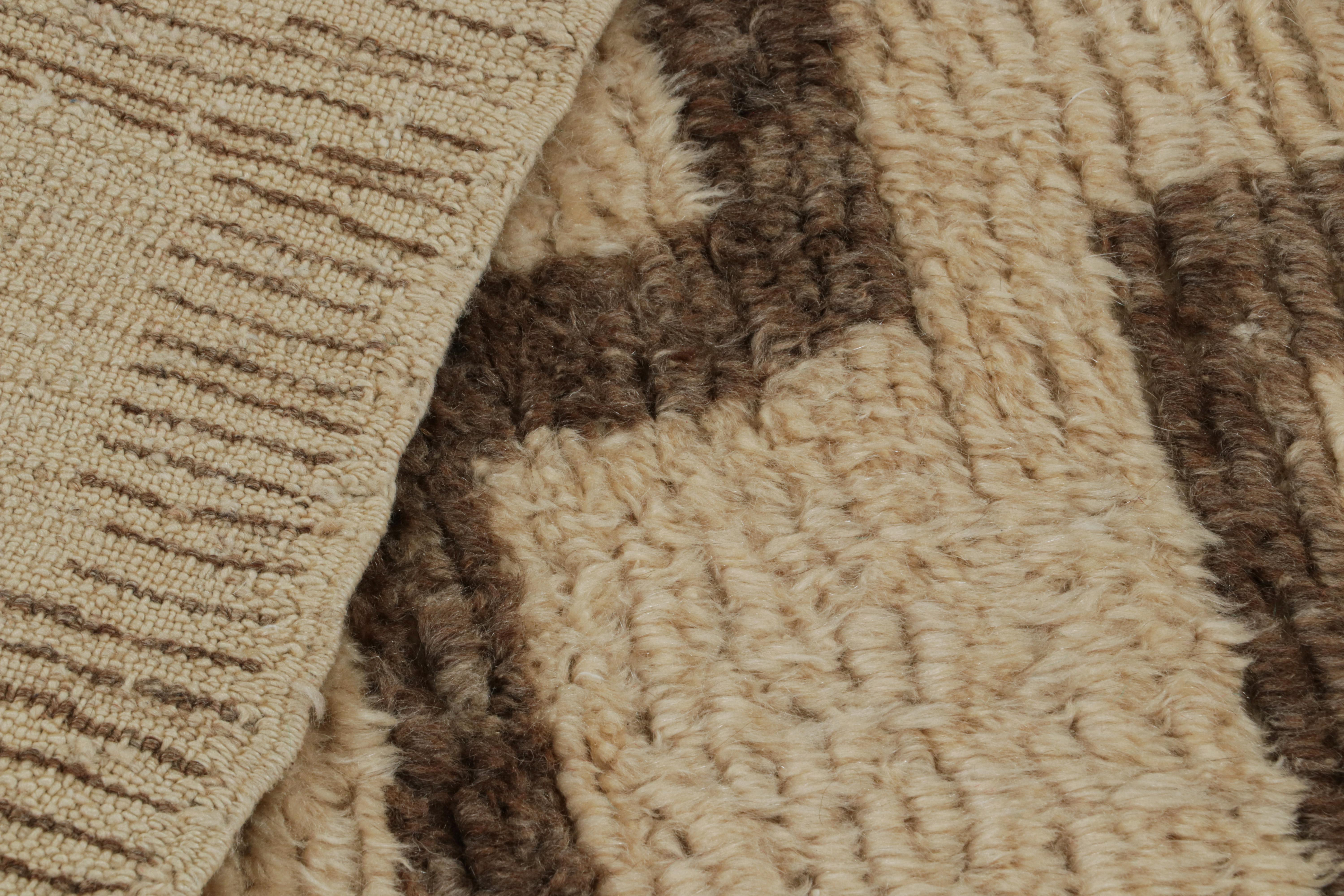 Wool Vintage Tulu Rug in Beige, with Brown Geometric Patterns, from Rug & Kilim  For Sale