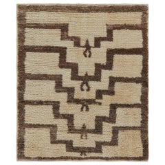 Vintage Tulu Teppich in Beige, mit braunen geometrischen Mustern, von Rug & Kilim