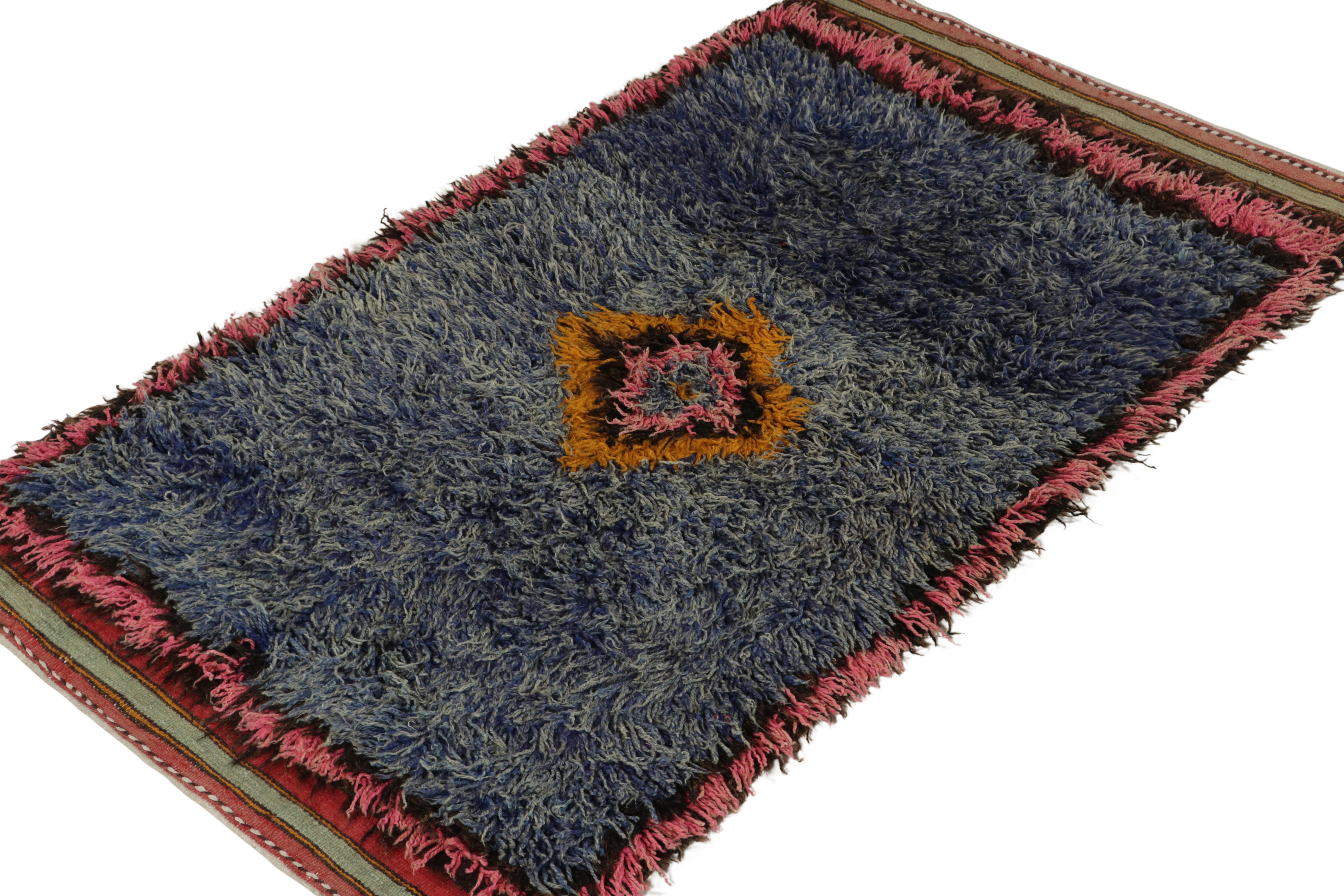 This vintage 5x6 Tulu rug is from the latest entries in Rug & Kilim’s rare tribal curations. Hand-knotted in wool from Turkey circa 1950-1960.

Further On the Design:

This tribal provenance is one of the most primitive, and collectible