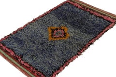 Vintage Tulu Rug in Blue with Colorful Medallion Pattern
