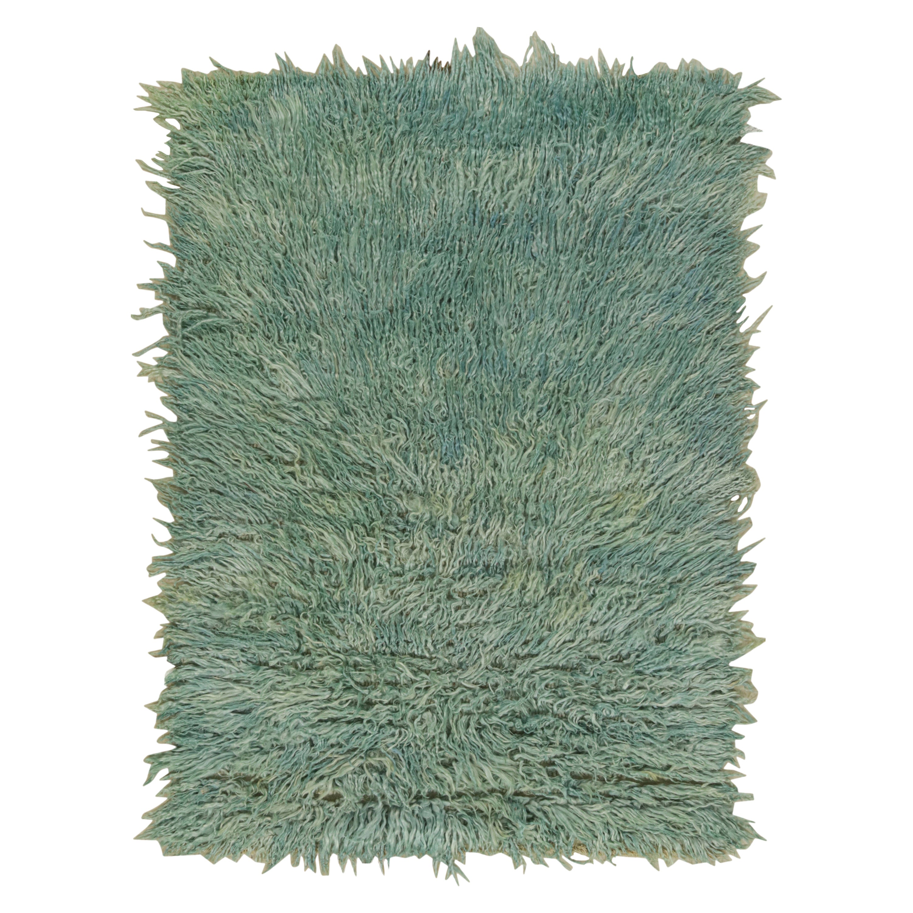 Tappeto Tulu vintage in blu con accenti verdi, da Rug & Kilim in vendita