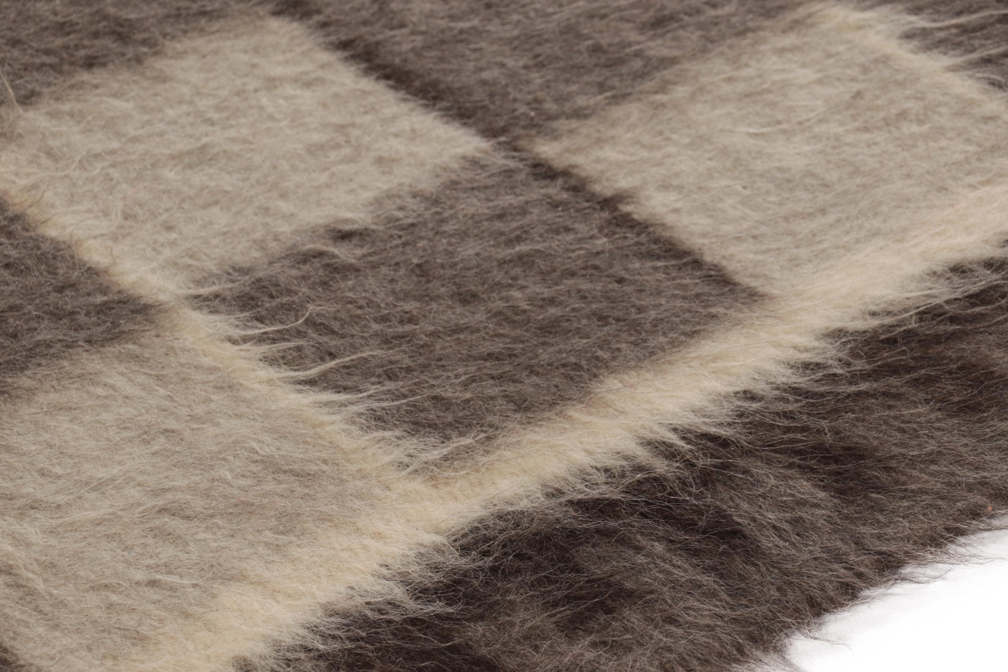 Alfombra Tulu Vintage a Cuadros Marrón y Beige - Rug & Kilim Turco en venta