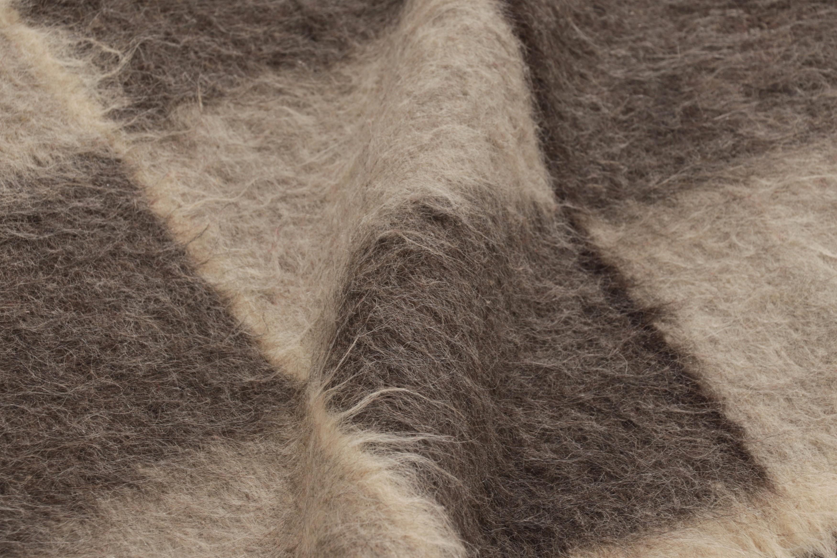 Alfombra Tulu Vintage a Cuadros Marrón y Beige - Rug & Kilim mediados del siglo XX en venta