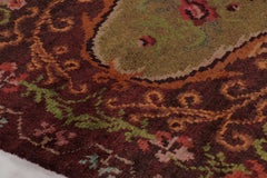 Vintage Tulu Rug in Brown with Polychromatic Floral Medallion - Rug & Kilim