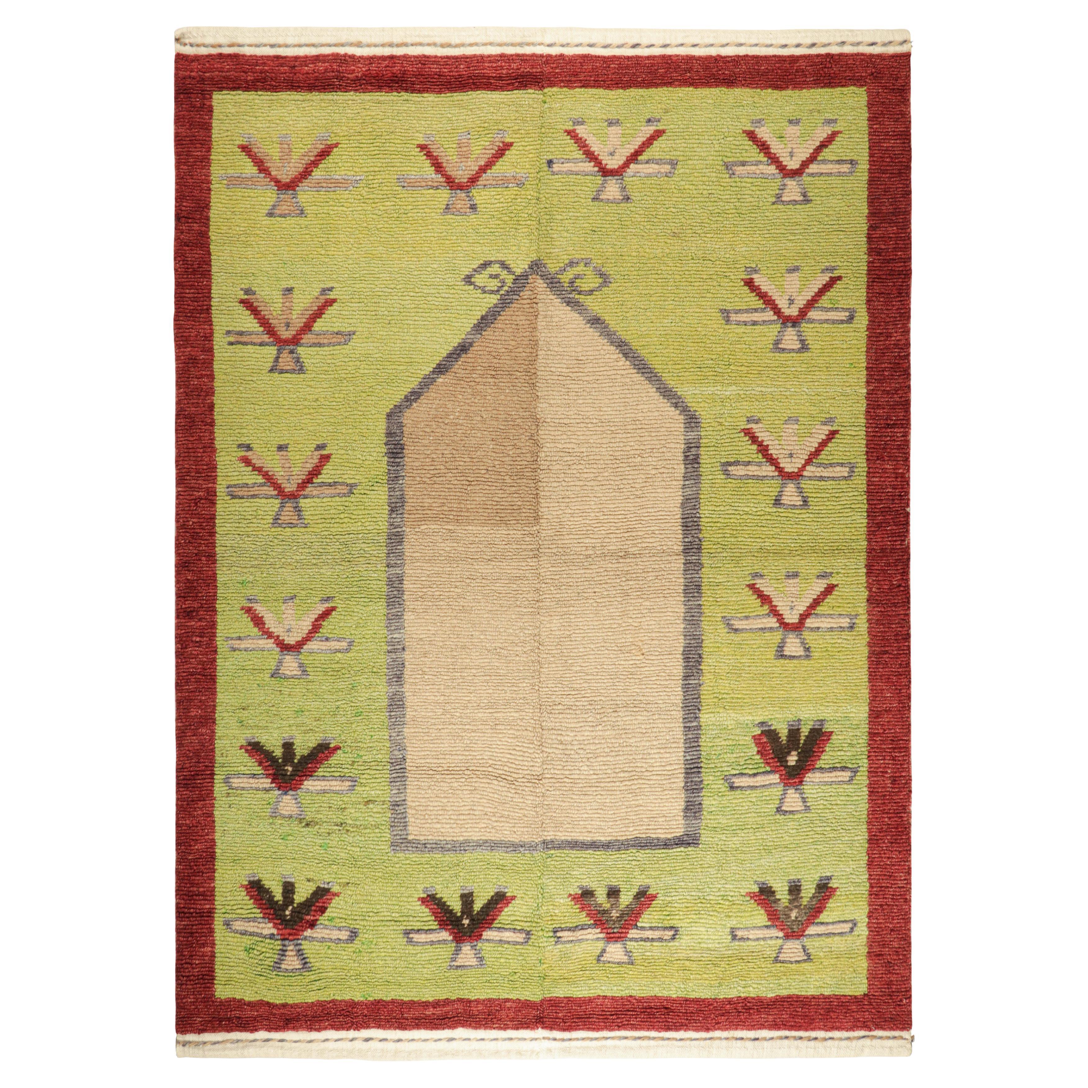 Vintage Tulu Rug in Chartreuse with Geometric Patterns, from Rug & Kilim