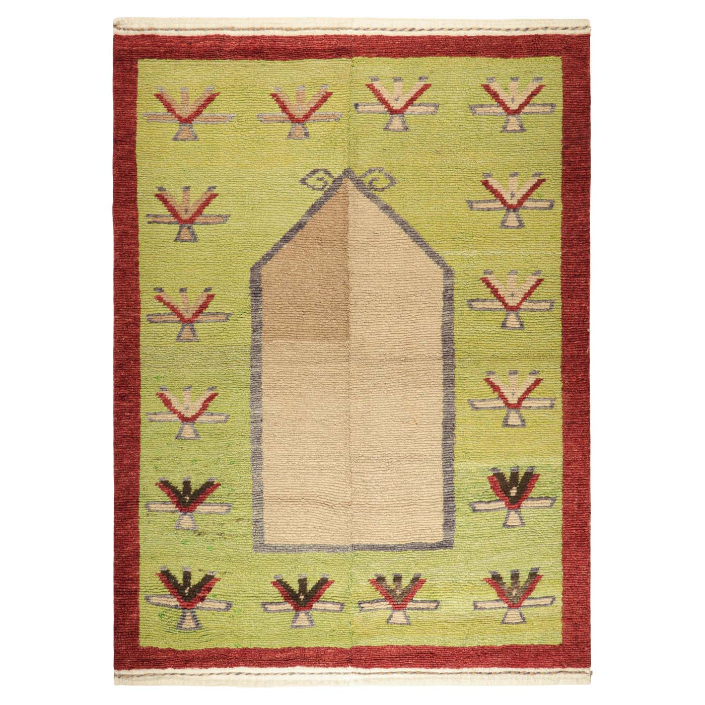 Vintage Tulu Rug in Chartreuse with Geometric Patterns, from Rug and ...