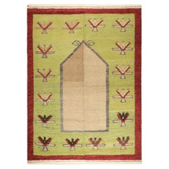 Vintage Tulu Rug in Chartreuse with Geometric Patterns, from Rug & Kilim