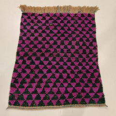 Vintage Tulu Rug in Fuchsia Pink and Emerald Green