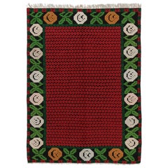 Tapis Vintage By en rouge riche avec des fleurs inspirées de la Bessarabie - Rug 
Kilim