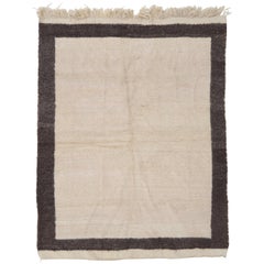 Vintage Tulu Rug Made of Natural Undyed Cream and Gray Wool, Custom Options, 5x6