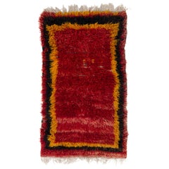Vintage Tulu Rug, Red, Orange, Charcoal Wool, Custom Options Available