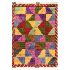 Vintage Tulu Rug with Colorful Geometric Diamond Patterns, from Rug & Kilim