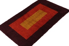 Vintage Tulu Rug with Red Borders and Gold Rectangle Pattern by Rug & Kilim