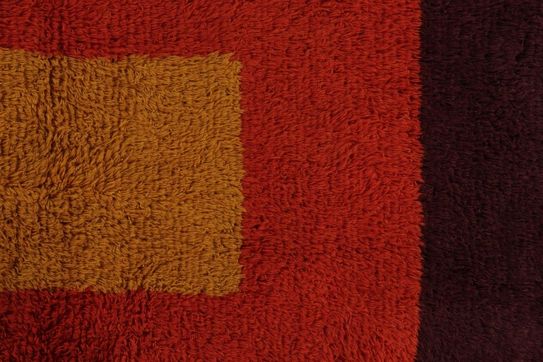 Vintage Tulu Rug with Red Borders and Gold Rectangle Pattern by Rug and ...