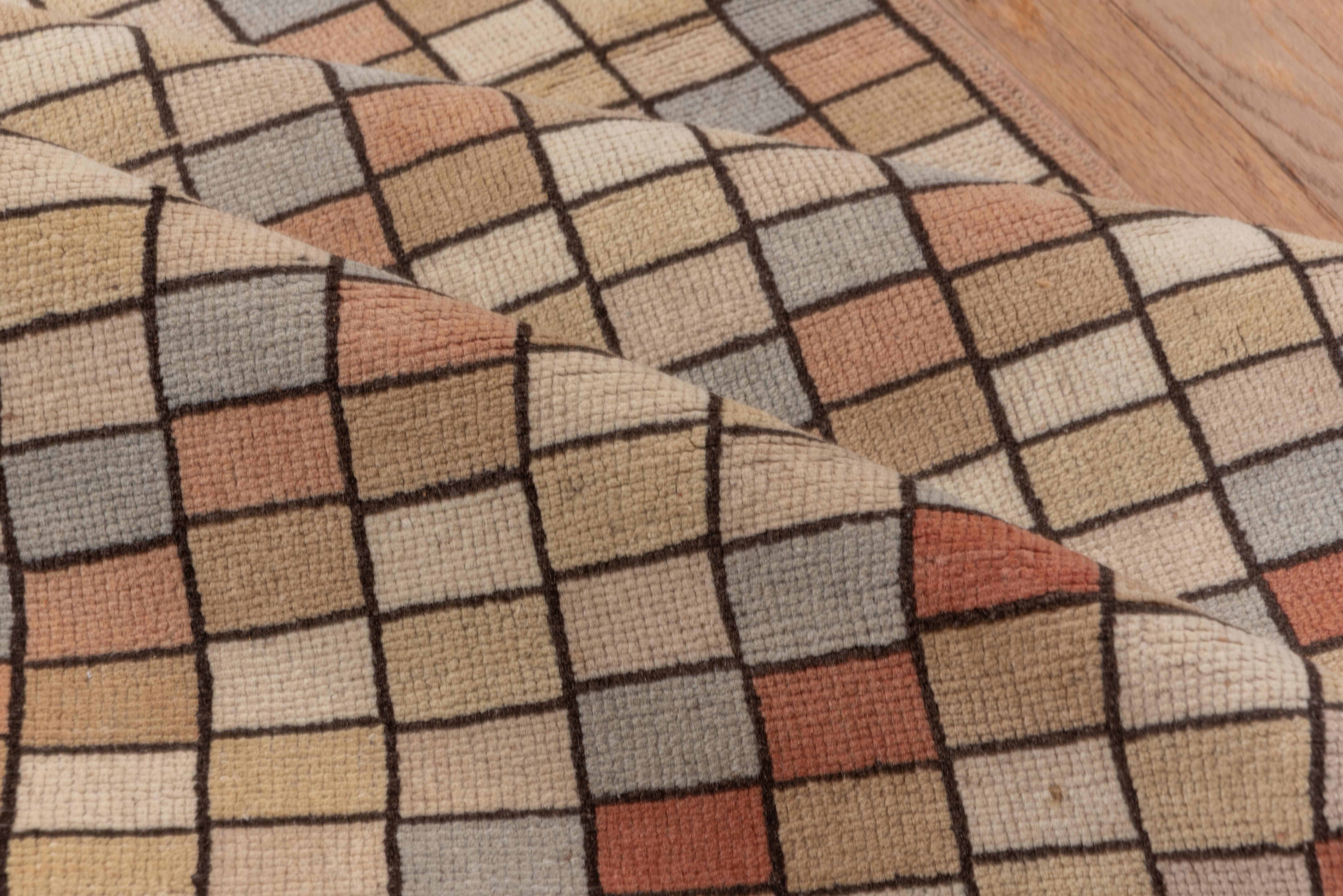 20th Century Vintage Tulu Runner – Mosaic Grid in Soft Pastels For Sale