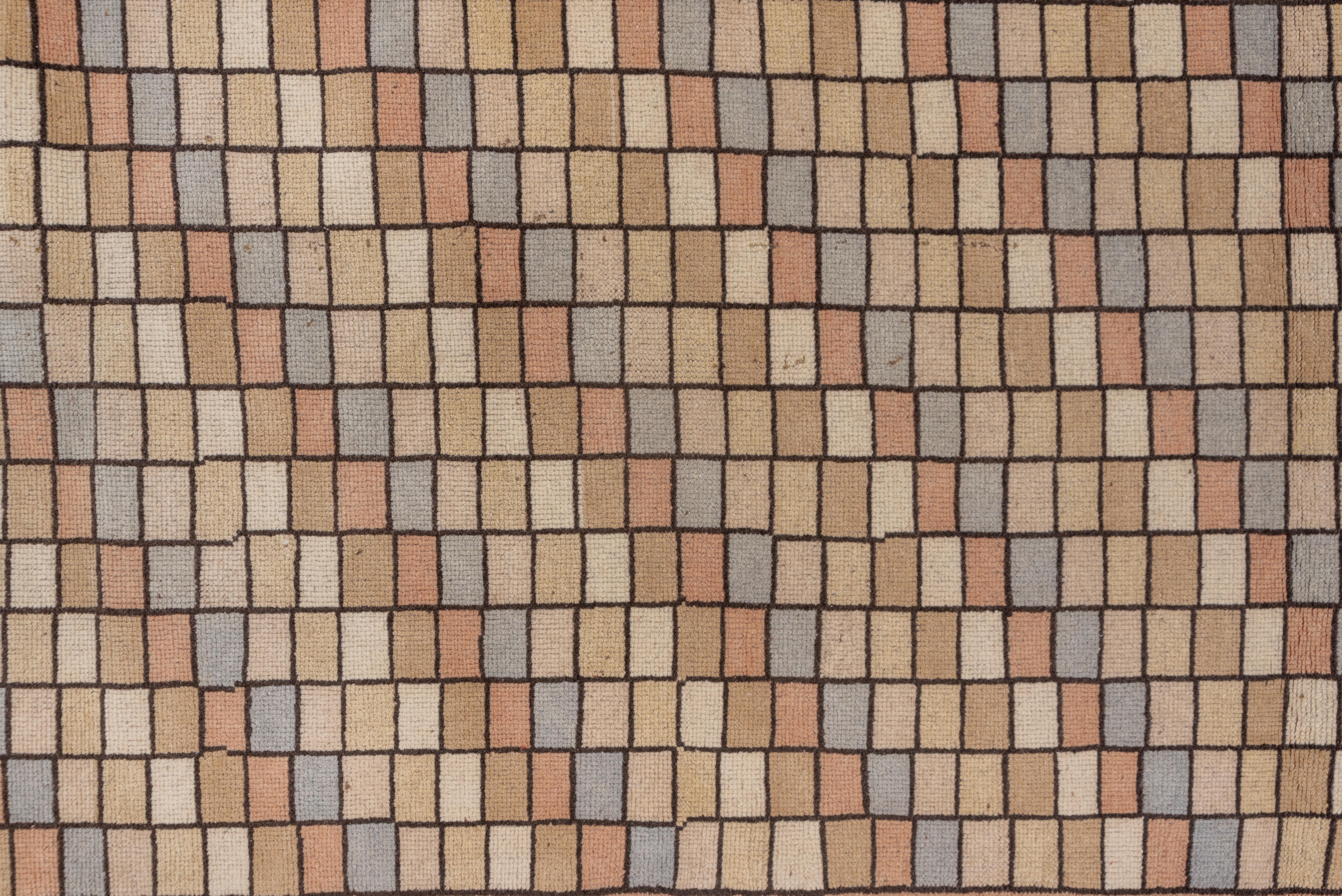 Vintage Tulu Runner – Mosaic Grid in Soft Pastels For Sale 1