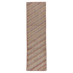 Vintage Tulu Runner – Mosaic Grid in Soft Pastels