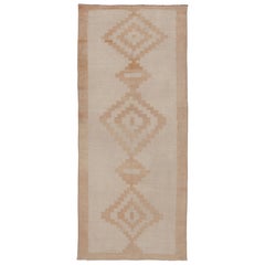 Tappeto Tulu Runner vintage con medaglioni a diamante beige e crema - Rug 
Kilim
