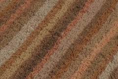 Vintage Tulu Shag Rug in Brown with Colorful Geometric Stripes - Rug & Kilim