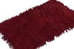 Vintage Tulu Shag Rug in Burgundy Pile by Rug & Kilim