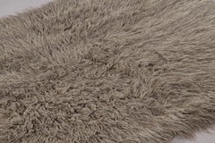 Vintage Tulu Shag Rug in Gray with Subtle Stripes - Rug & Kilim