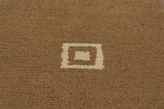Vintage Tulu Shag Rug in Warm Brown with Beige Geometric Medallion - Rug & Kilim
