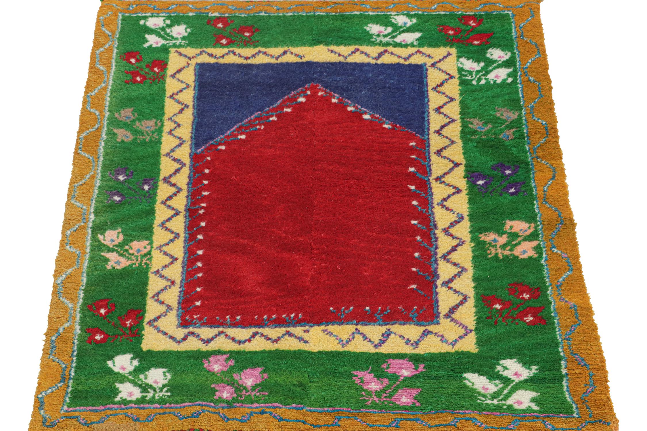 This vintage 4x5 Tulu rug is from the latest entries in Rug & Kilim’s mid-century tribal curations. Hand-knotted in wool from Turkey circa 1950-1960.

Further On the Design:

This tribal provenance is a more modern interpretation of Islamic
