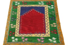 Vintage Tulu Shag Rug in with Red Open Field - by Rug & Kilim