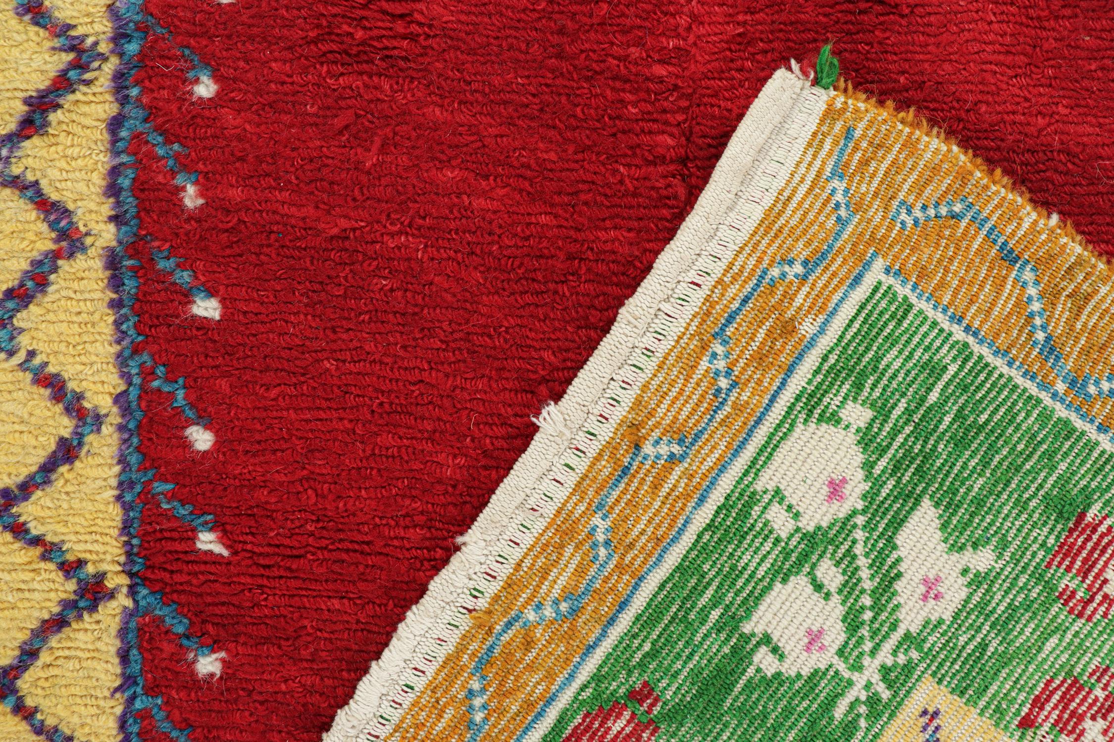 Mid-20th Century Vintage Tulu Shag Rug in with Red Open Field - by Rug & Kilim For Sale