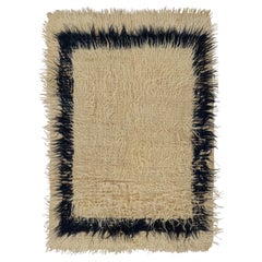 Vintage Tulu Shag Rug, with Neutral Geometric Patterns, from Rug & Kilim