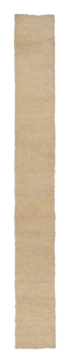 Vintage Tulu Solid Rug with Tonal Shag Pile in Beige and Cream - Rug & Kilim