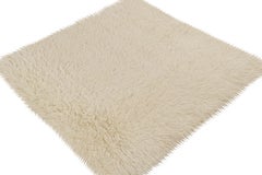 Vintage Tulu Square Rug in Off-White Shag Pile by Rug & Kilim