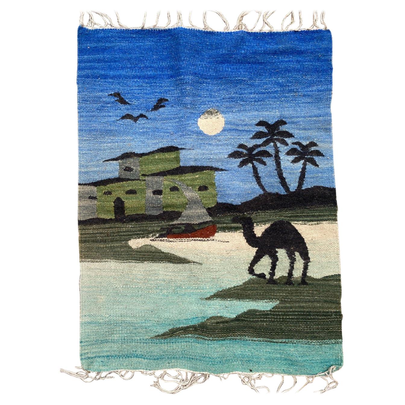Bobyrug's nice Vintage Tunisian Native Tapestry en vente