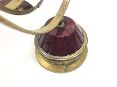 Vintage TURA Pivotal Oversized Table Mirror Burgundy Enamel Gold-Plated, 1950