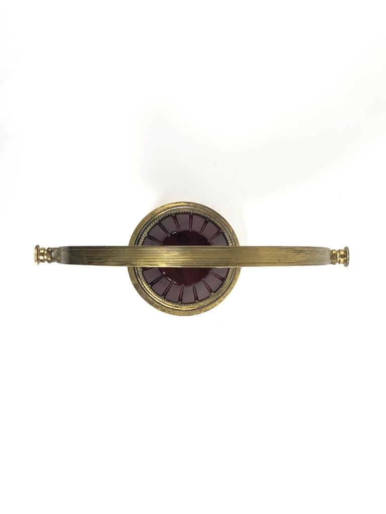 Gold Plate Vintage TURA Pivotal Oversized Table Mirror Burgundy Enamel Gold-Plated, 1950 For Sale