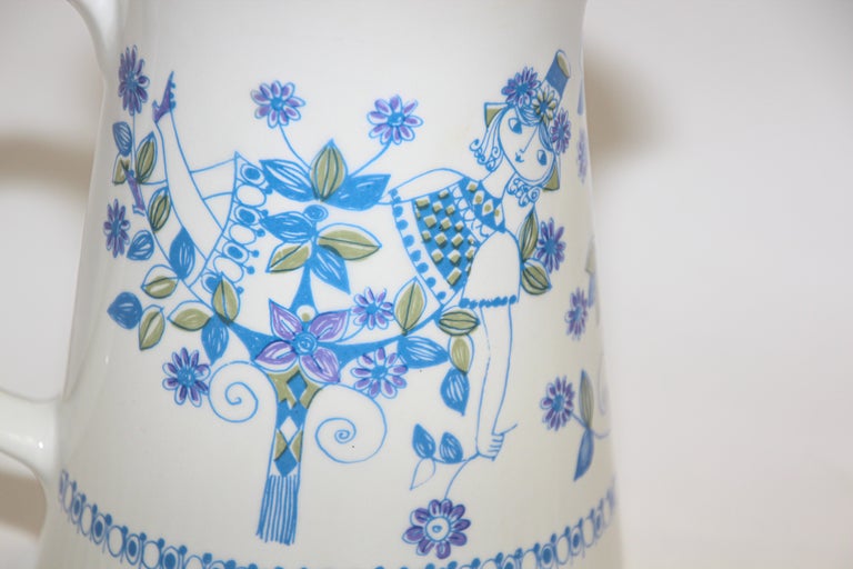 Porcelain Vintage Turi-Design Lotte Pitcher, Made in Norway For Sale