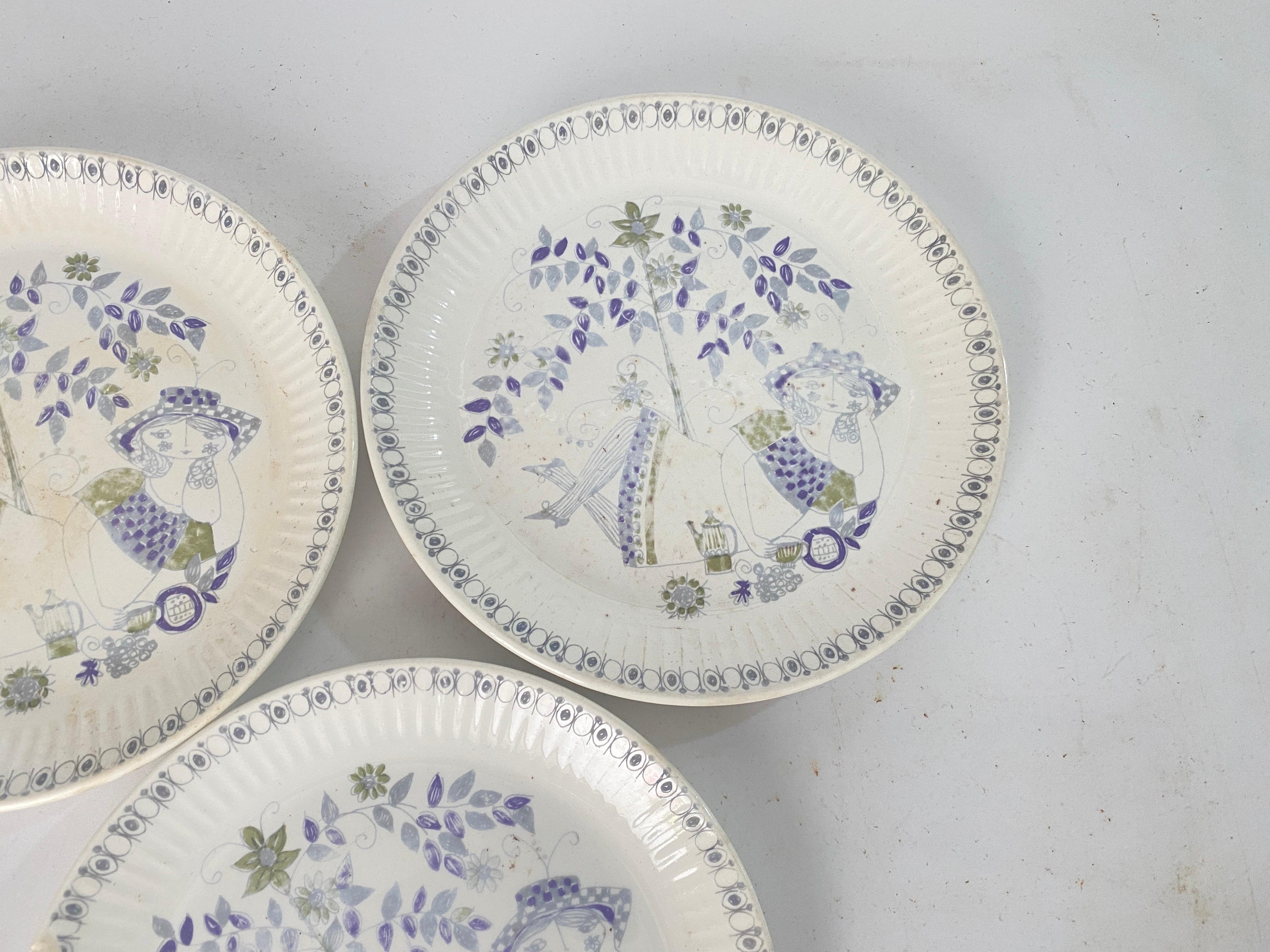 Norwegian Vintage Turi-Design Lotte Plates Made in Norway Set of 3 For Sale