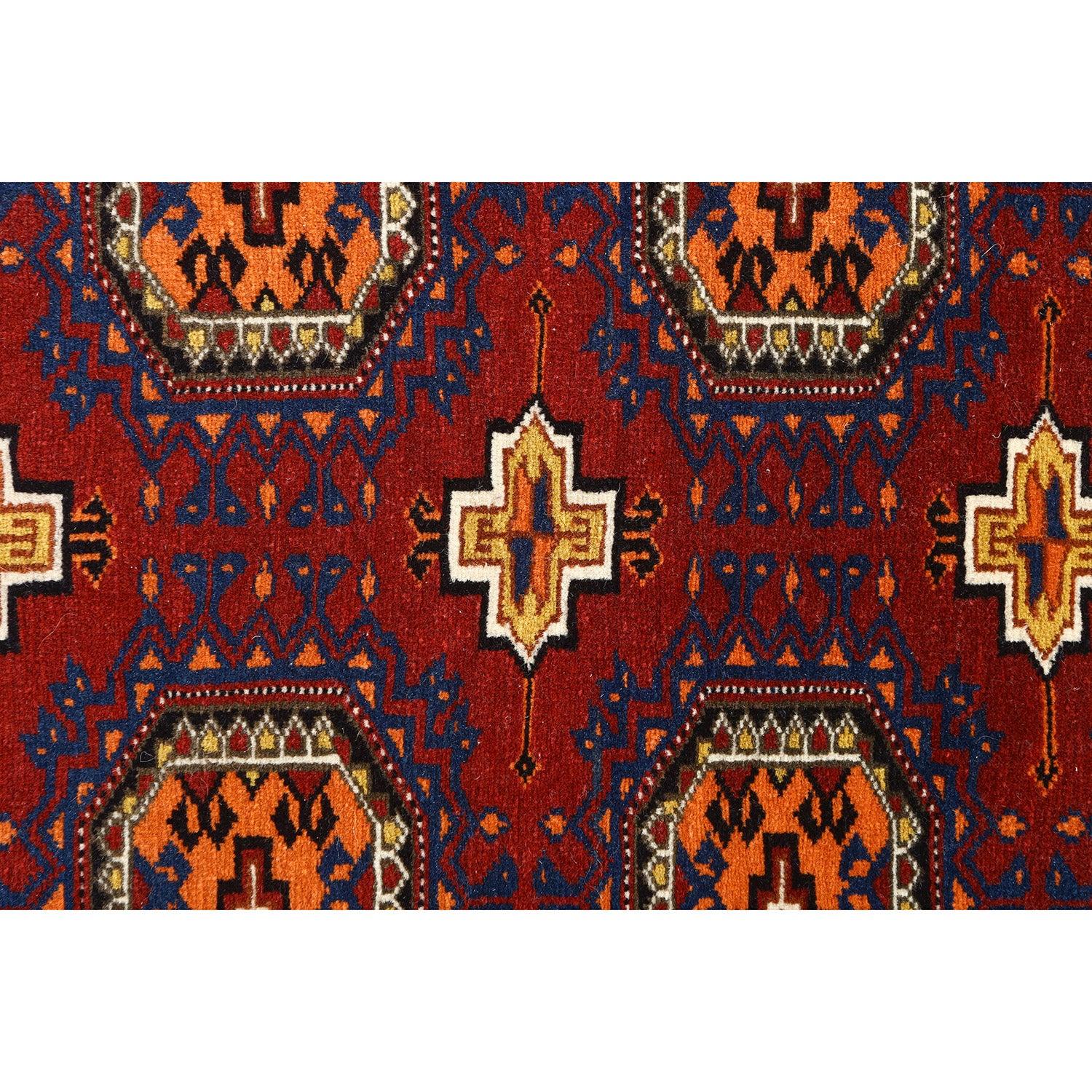 Hand-Knotted Vintage Turkaman Rug - Size: 5'9x4'9 For Sale